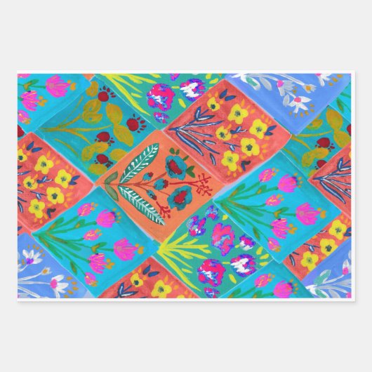 Patchwork-Blumenstrauß-Geschenkpapier Geschenkpapier Set (Vorderseite 2)