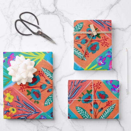Patchwork-Blumenstrauß-Geschenkpapier Geschenkpapier Set (Vorderseite)