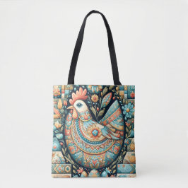 Patchwork Boho Russische Volkskunst Blues Ostern Tasche