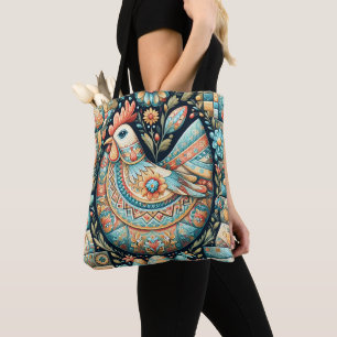 Patchwork Boho Russische Volkskunst Blues Ostern Tasche