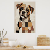 Patchwork-Boxer - Geometrischer Hund Poster (Küche)