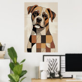 Patchwork-Boxer - Geometrischer Hund Poster (Heimbüro)