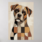 Patchwork-Boxer - Geometrischer Hund Poster (Vorne)