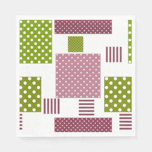 Patchwork braun grün Punkte weißer Rücken Serviette