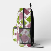 Patchwork Brauner Polka-Punkte Weiße Rückseite Bedruckter Rucksack (Rechts)