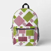 Patchwork Brauner Polka-Punkte Weiße Rückseite Bedruckter Rucksack (Vorderseite)