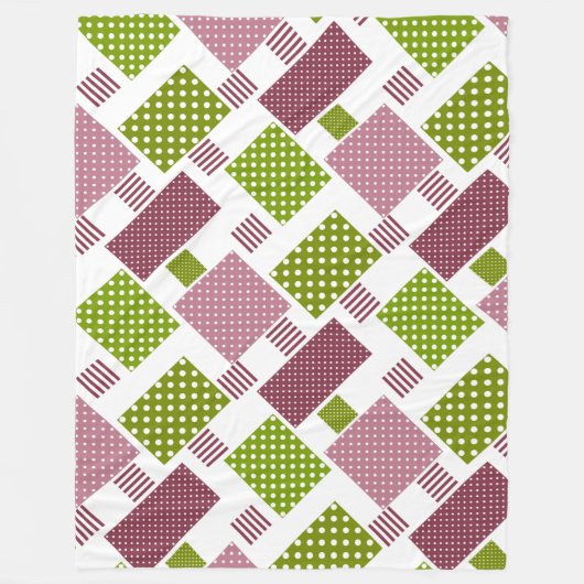 Patchwork Brauner Polka-Punkte Weiße Rückseite Fleecedecke (Vorderseite)