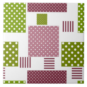 Patchwork Brauner Polka-Punkte Weiße Rückseite Fliese