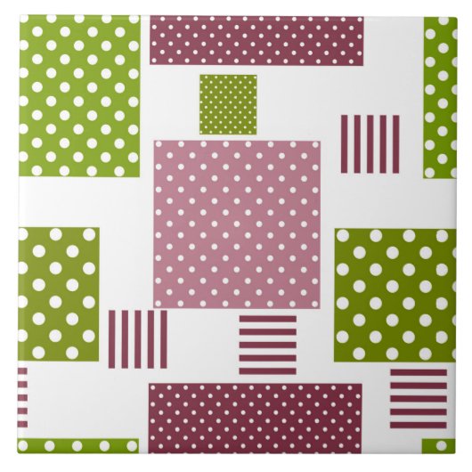 Patchwork Brauner Polka-Punkte Weiße Rückseite Fliese (Vorderseite)