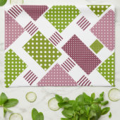Patchwork Brauner Polka-Punkte Weiße Rückseite Geschirrtuch (Gefaltet)