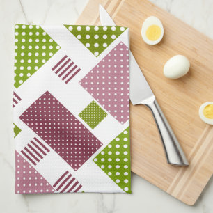 Patchwork Brauner Polka-Punkte Weiße Rückseite Geschirrtuch