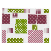 Patchwork Brauner Polka-Punkte Weiße Rückseite Große Geschenktüte (Rückseite)
