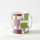 Patchwork Brauner Polka-Punkte Weiße Rückseite Kaffeetasse (VorderseiteRechts)
