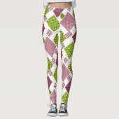 Patchwork Brauner Polka-Punkte Weiße Rückseite Leggings (Vorderseite)