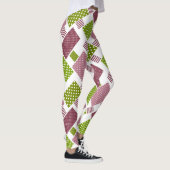 Patchwork Brauner Polka-Punkte Weiße Rückseite Leggings (Rechts)