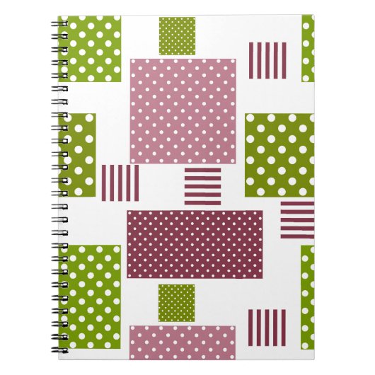 Patchwork Brauner Polka-Punkte Weiße Rückseite Notizblock (Vorderseite)