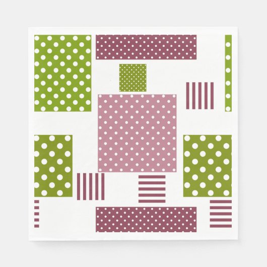 Patchwork Brauner Polka-Punkte Weiße Rückseite Serviette (Vorderseite)