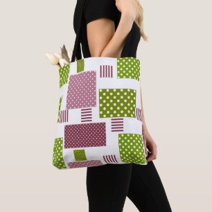 Patchwork Brauner Polka-Punkte Weiße Rückseite Tasche