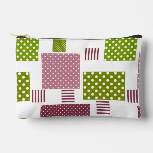 Patchwork Brauner Polka-Punkte Weiße Rückseite Zubehörtasche