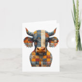 Patchwork Bull Greetings Card Dankeskarte (Vorderseite)
