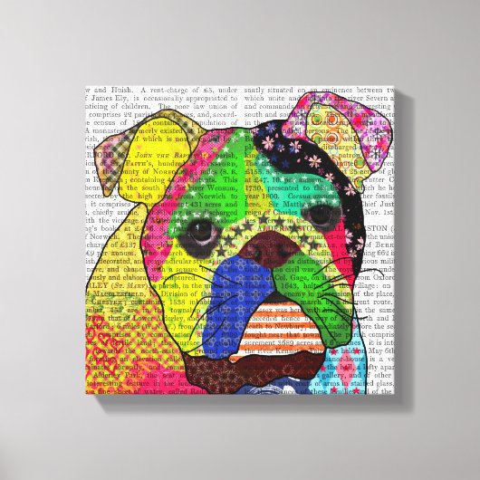 Patchwork Bulldog Leinwanddruck (Vorderseite)