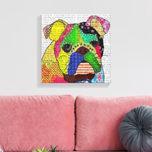 Patchwork Bulldog Leinwanddruck (Insitu (Wohnzimmer))