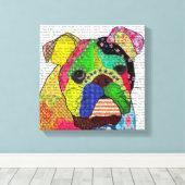 Patchwork Bulldog Leinwanddruck (Insitu (Holzboden))