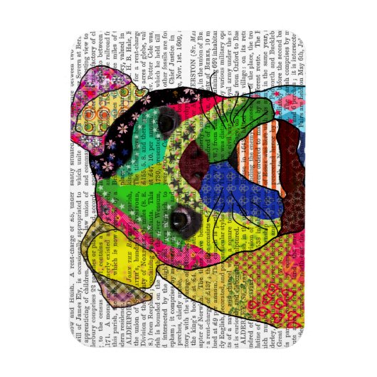 Patchwork Bulldog Magnet (Vertikal)