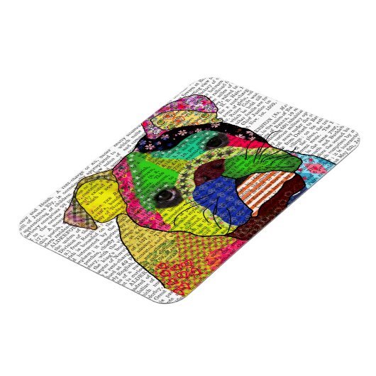 Patchwork Bulldog Magnet (Linke Seite)
