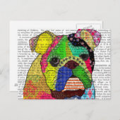 Patchwork Bulldog Postkarte (Vorne/Hinten)