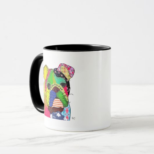Patchwork Bulldog Tasse (Vorderseite Links)