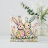 Patchwork Bunnies Valentine Feiertagskarte (Stehend Vorderseite)