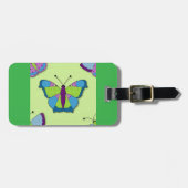Patchwork Butterfly Pattern on Green Gepäckanhänger (Vorderseite horizontal)