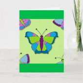 Patchwork Butterfly Pattern on Green Karte