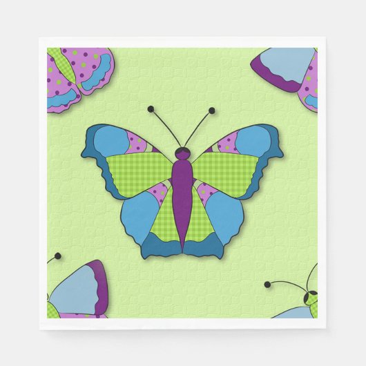 Patchwork Butterfly Pattern on Green Serviette (Vorderseite)
