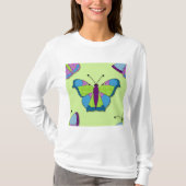 Patchwork Butterfly Pattern on Green T-Shirt (Vorderseite)