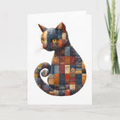 Patchwork Cat Greetings Card Dankeskarte (Vorderseite)