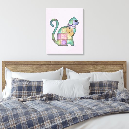 Patchwork cat Leinwand (Insitu (Schlafzimmer))