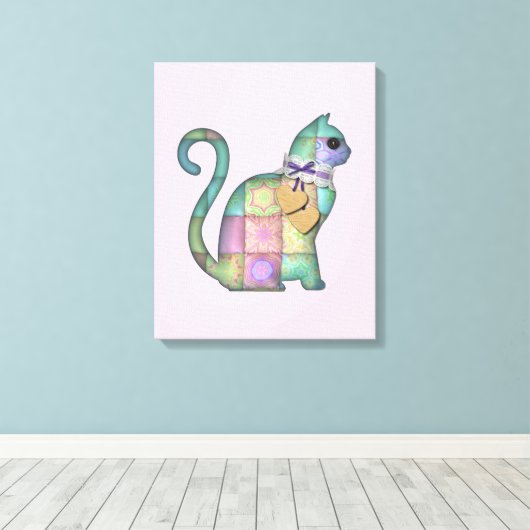 Patchwork cat Leinwand (Insitu (Holzboden))