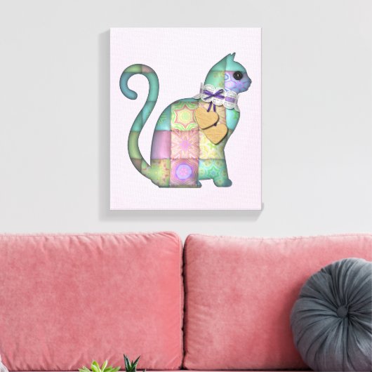 Patchwork cat Leinwand (Insitu (Wohnzimmer))