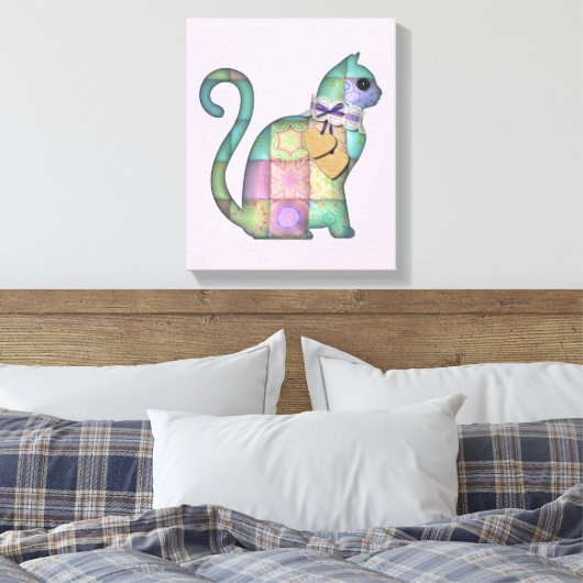 Patchwork cat Leinwand (Insitu (Schlafzimmer))