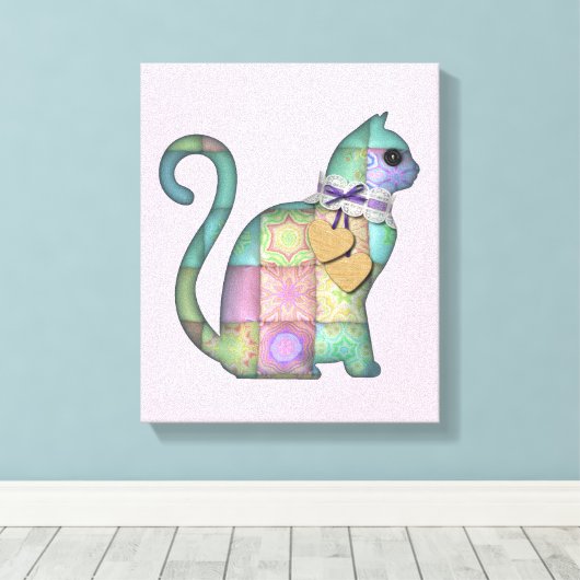 Patchwork cat Leinwand (Insitu (Holzboden))