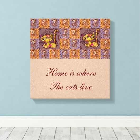 Patchwork Cat Leinwanddruck (Insitu (Holzboden))