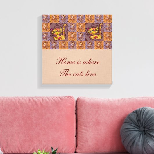 Patchwork Cat Leinwanddruck (Insitu (Wohnzimmer))