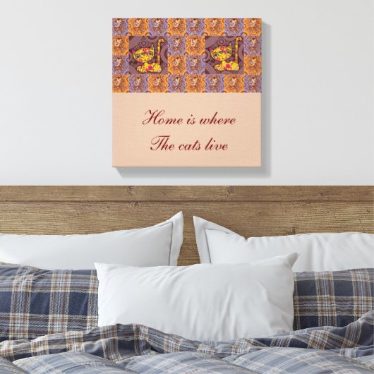 Patchwork Cat Leinwanddruck (Insitu (Schlafzimmer))