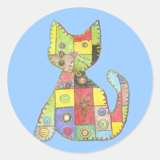Patchwork Cat Sticker (Vorderseite)