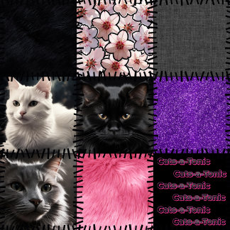 Patchwork Cats-a-Tonic Cat Leggings - Schwarz Lila
