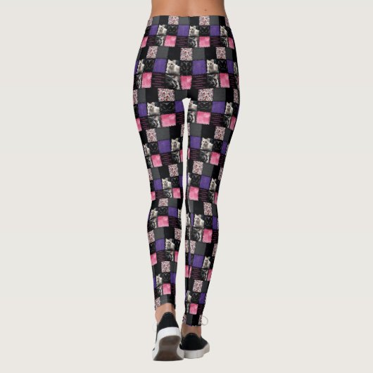 Patchwork Cats-a-Tonic Cat Leggings - Schwarz Lila (Rückseite)