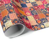 Patchwork-Charme: Blumen und geometrische Mischung Geschenkpapier (Rolleneckpunkt)