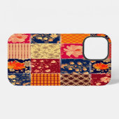 Patchwork-Charme: Blumen und geometrische Mischung iPhone Hülle (Rückseite (Horizontal))
